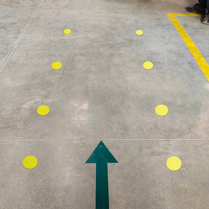 3.5 x 3.5in Floor Sticker: Yellow Dot Non-Slip Label (2-Pack)