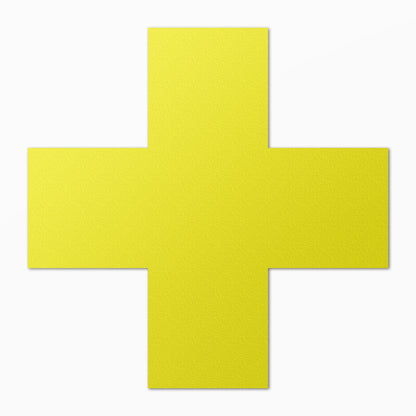 6 x 6in Floor Sticker: Cross-Shaped Yellow Label (2-Pack)
