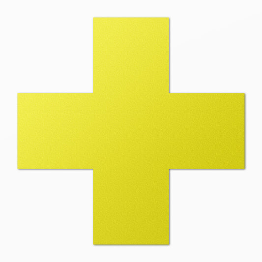 6 x 6in Floor Sticker: Cross-Shaped Yellow Label (2-Pack)