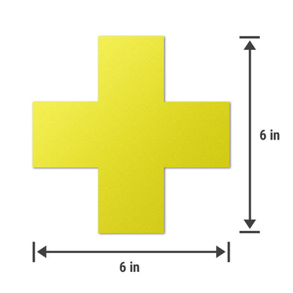 6 x 6in Floor Sticker: Cross-Shaped Yellow Label (2-Pack)