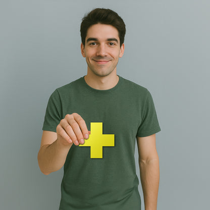 6 x 6in Floor Sticker: Cross-Shaped Yellow Label (2-Pack)