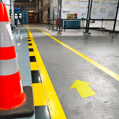 5.5 x 5.5in Floor Sticker: Yellow Arrow Directional Decal