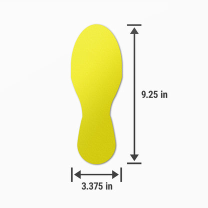 3.375 x 9.25in Floor Sticker: Yellow Footprint Safety Label (2-Pack)