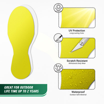 3.375 x 9.25in Floor Sticker: Yellow Footprint Safety Label (2-Pack)