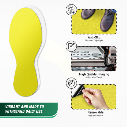 3.375 x 9.25in Floor Sticker: Yellow Footprint Safety Label (2-Pack)
