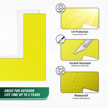 6 x 6in Floor Sticker: L-Shaped Yellow Label (2-Pack)