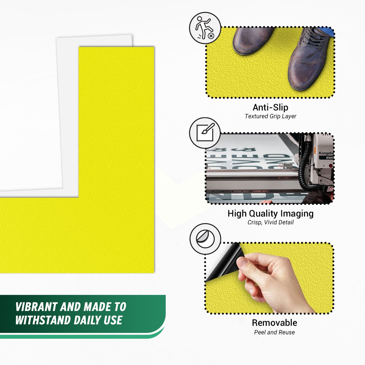 6 x 6in Floor Sticker: L-Shaped Yellow Label (2-Pack)