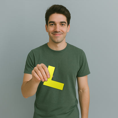 6 x 6in Floor Sticker: L-Shaped Yellow Label (2-Pack)