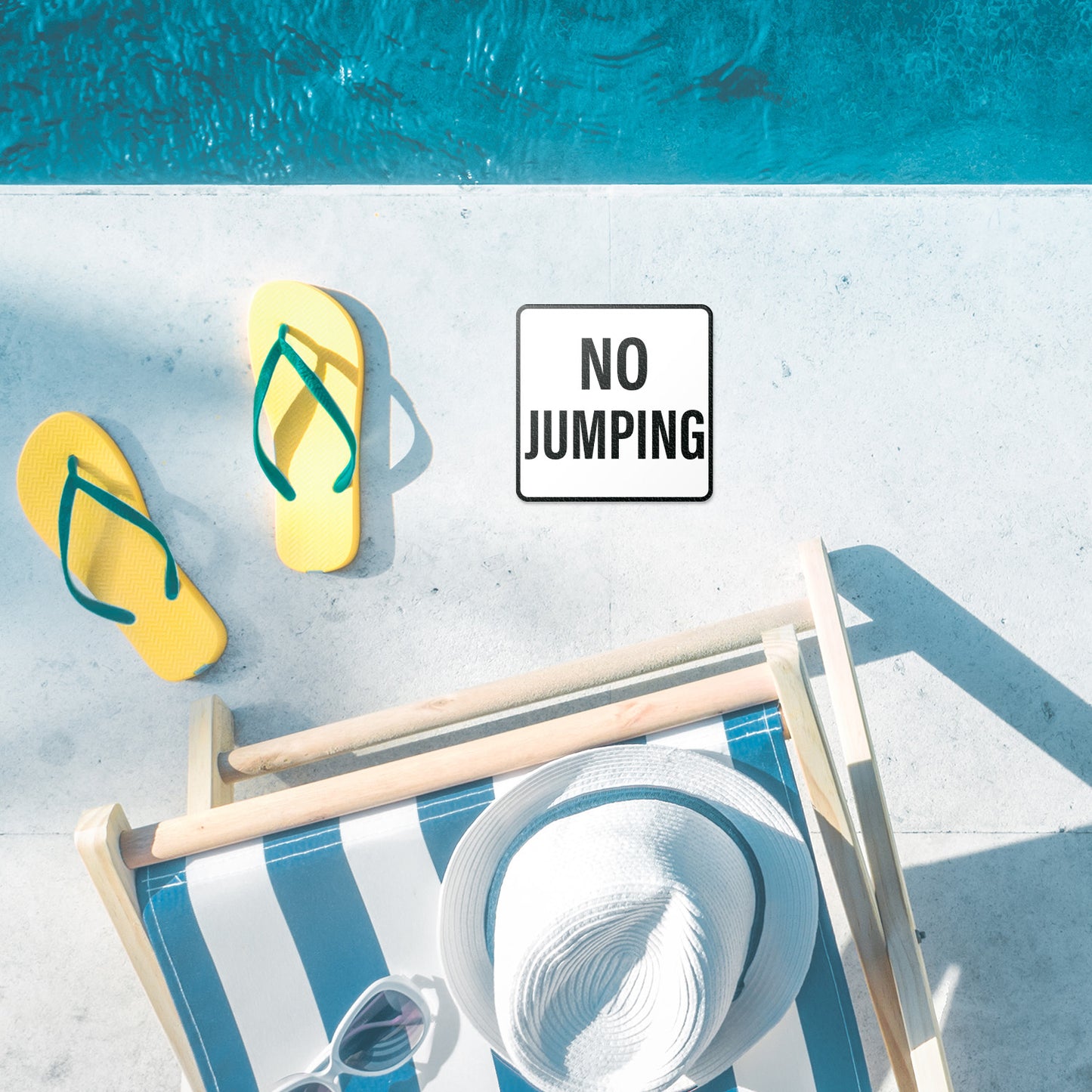 6 x 6in Floor Decals: No Jumping Pool Sign (2-Pack)