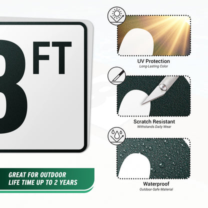6 x 6in Floor Decals: 8 FT Depth Markers Pool Sign (2-Pack)
