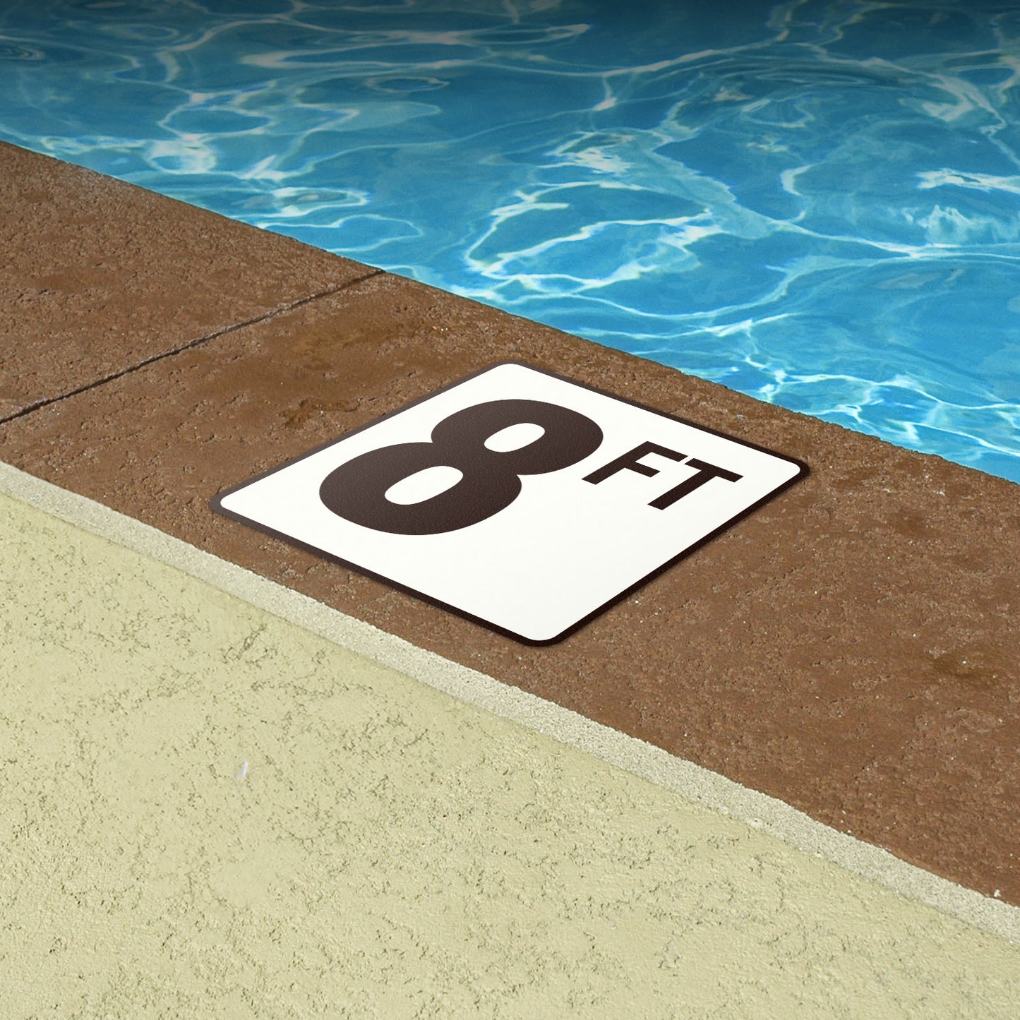 6 x 6in Floor Decals: 8 FT Depth Markers Pool Sign (2-Pack)