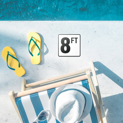 6 x 6in Floor Decals: 8 FT Depth Markers Pool Sign (2-Pack)