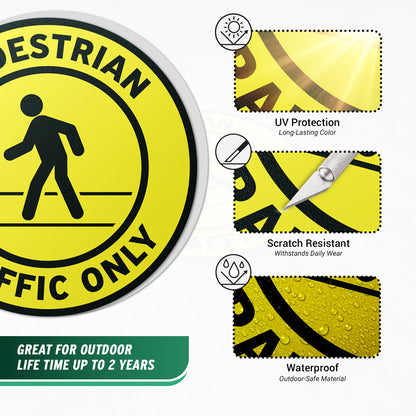 17 x 17in Floor Sticker: Pedestrian Traffic Only Non-Slip Sign (2-Pack)