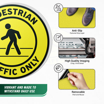 17 x 17in Floor Sticker: Pedestrian Traffic Only Non-Slip Sign (2-Pack)