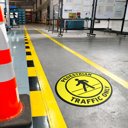 17 x 17in Floor Sticker: Pedestrian Traffic Only Non-Slip Sign (2-Pack)