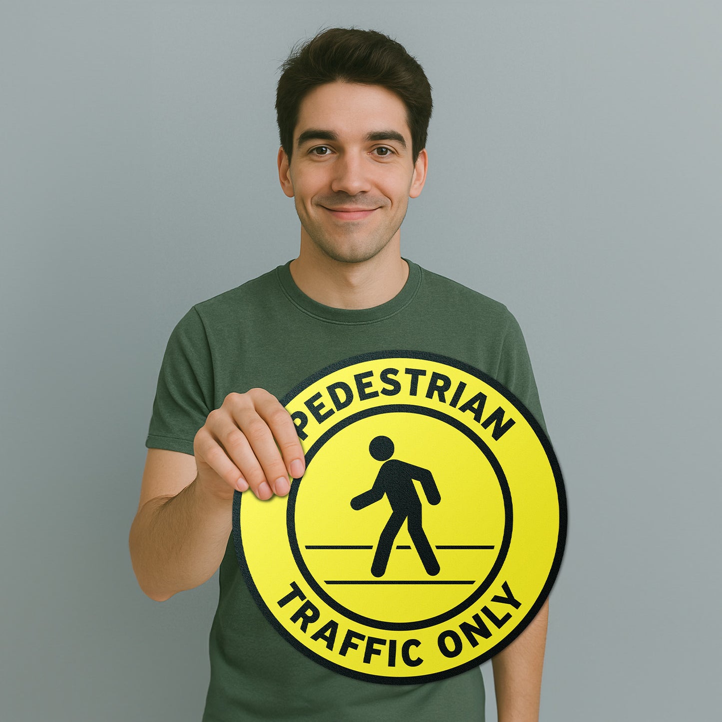 17 x 17in Floor Sticker: Pedestrian Traffic Only Non-Slip Sign (2-Pack)
