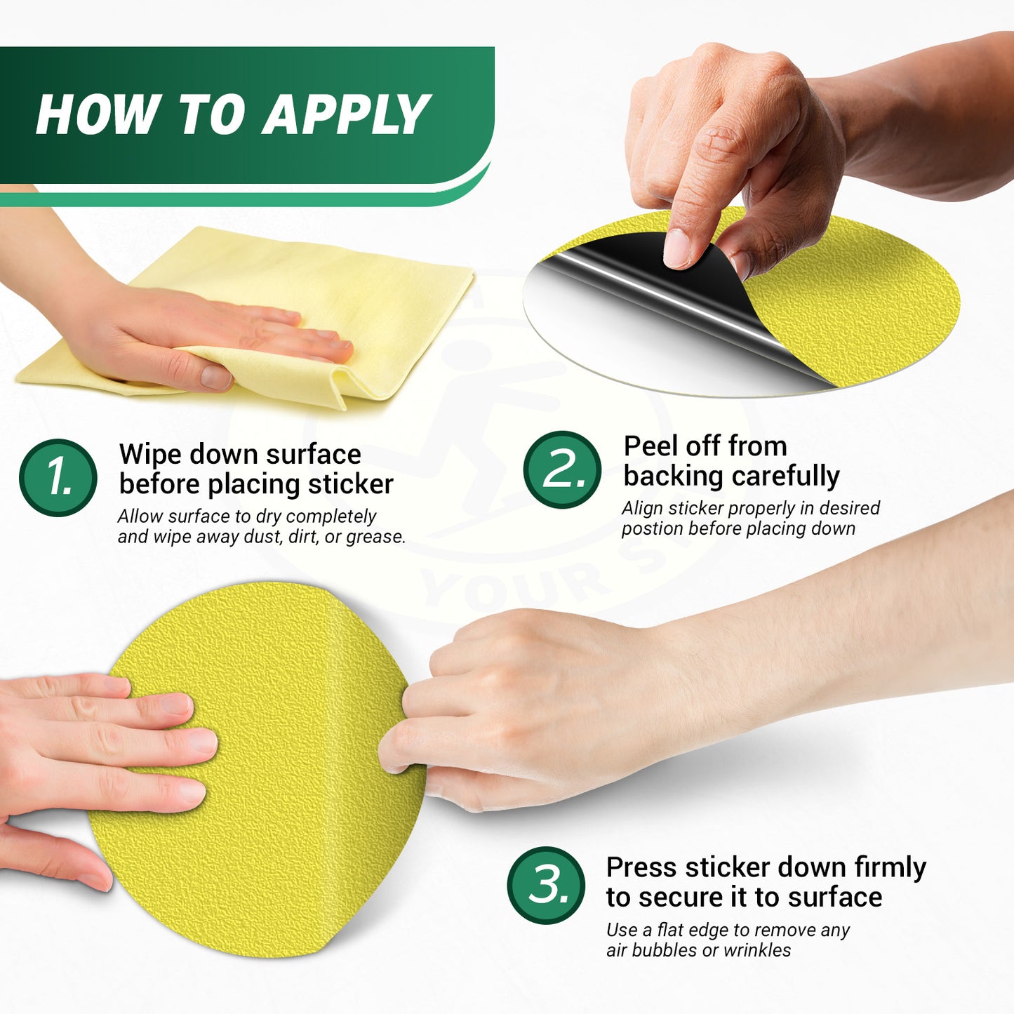 17 x 17in Floor Sticker: Watch Your Step Yellow Safety Sign (2-Pack)