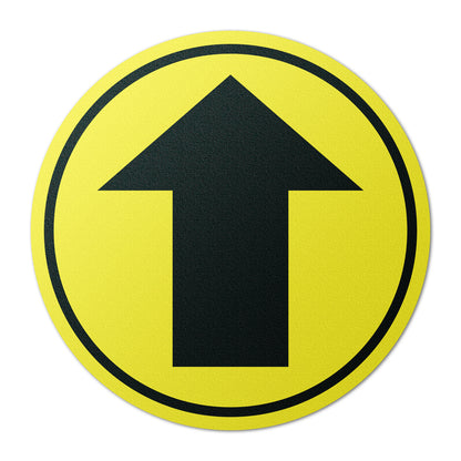 17 x 17in Floor Sticker: Directional Arrow Yellow Sign (2-Pack)