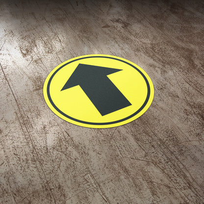 17 x 17in Floor Sticker: Directional Arrow Yellow Sign (2-Pack)