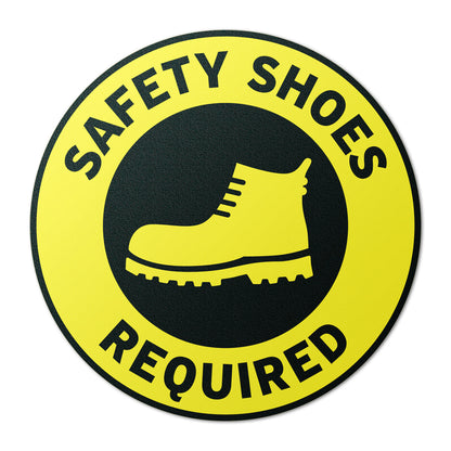 17 x 17in Floor Sticker: Safety Shoes Required Yellow Sign (2-Pack)