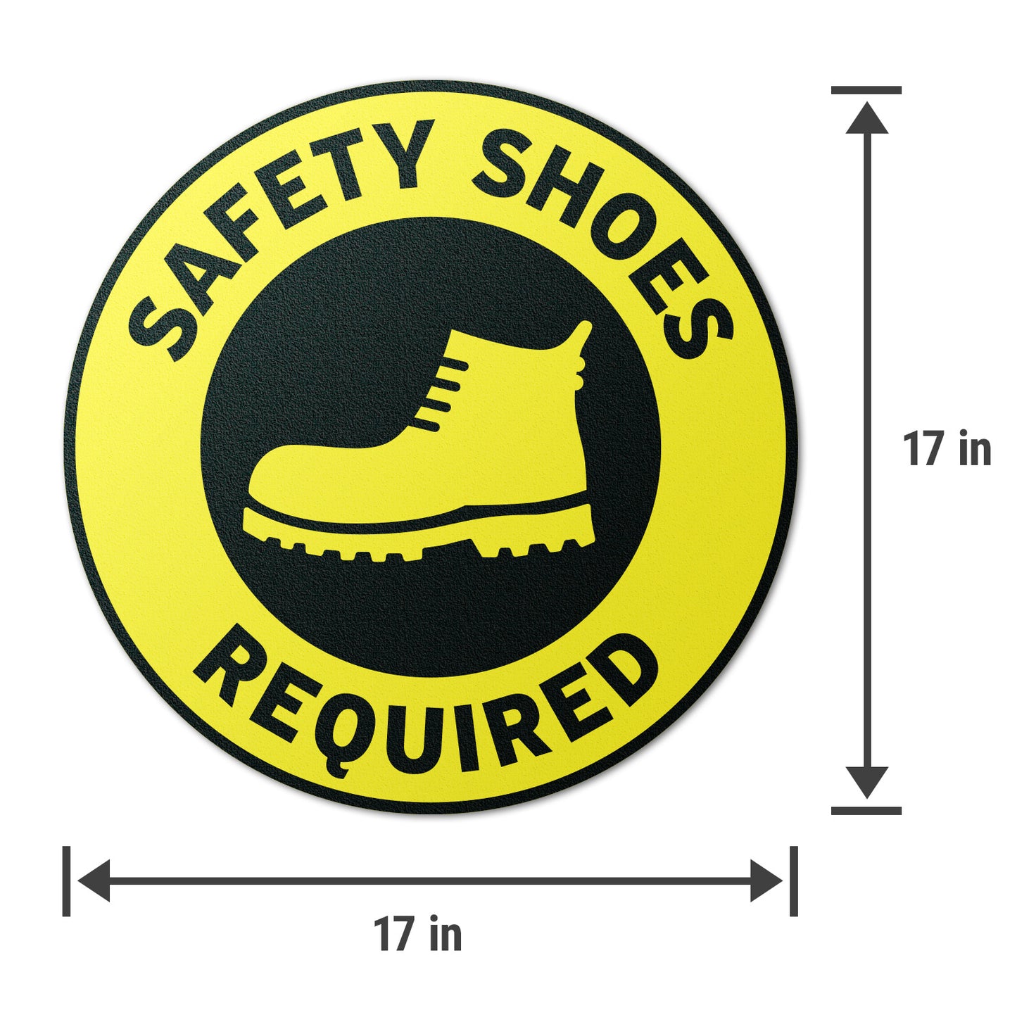 17 x 17in Floor Sticker: Safety Shoes Required Yellow Sign (2-Pack)