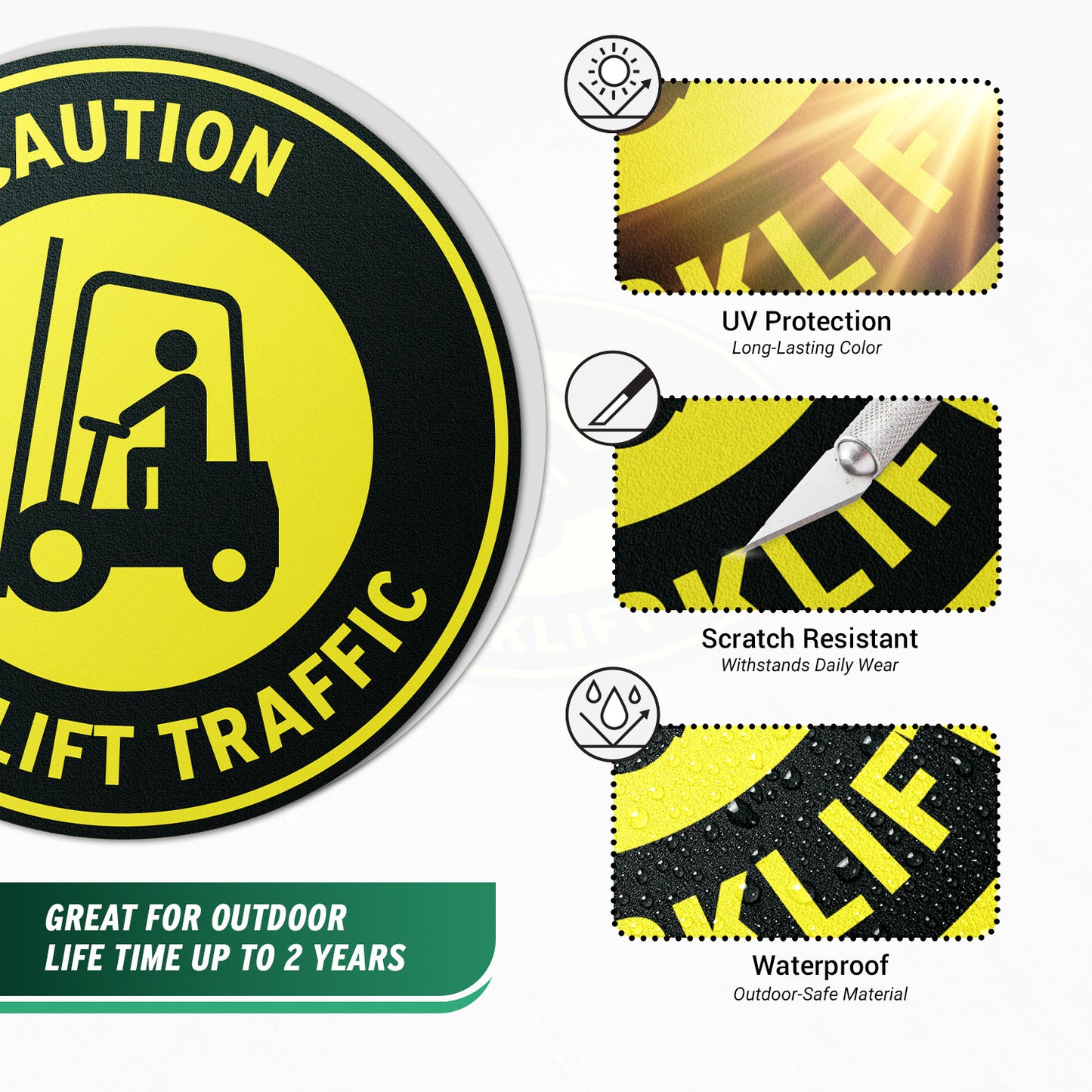 17 x 17in Floor Sticker: Caution Forklift Traffic Sign (2 Pack)