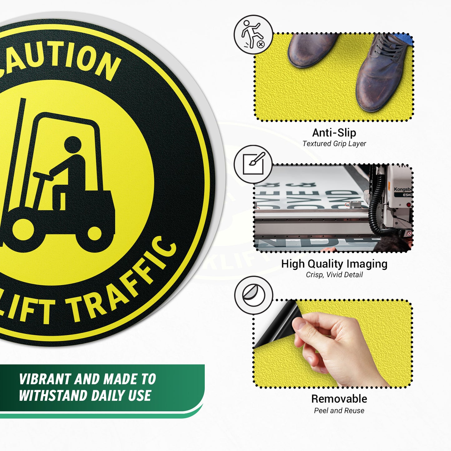 17 x 17in Floor Sticker: Caution Forklift Traffic Sign (2 Pack)
