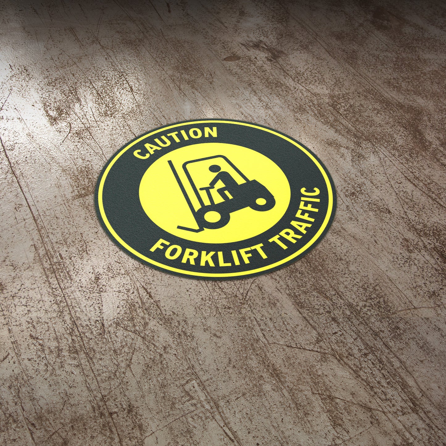 17 x 17in Floor Sticker: Caution Forklift Traffic Sign (2 Pack)