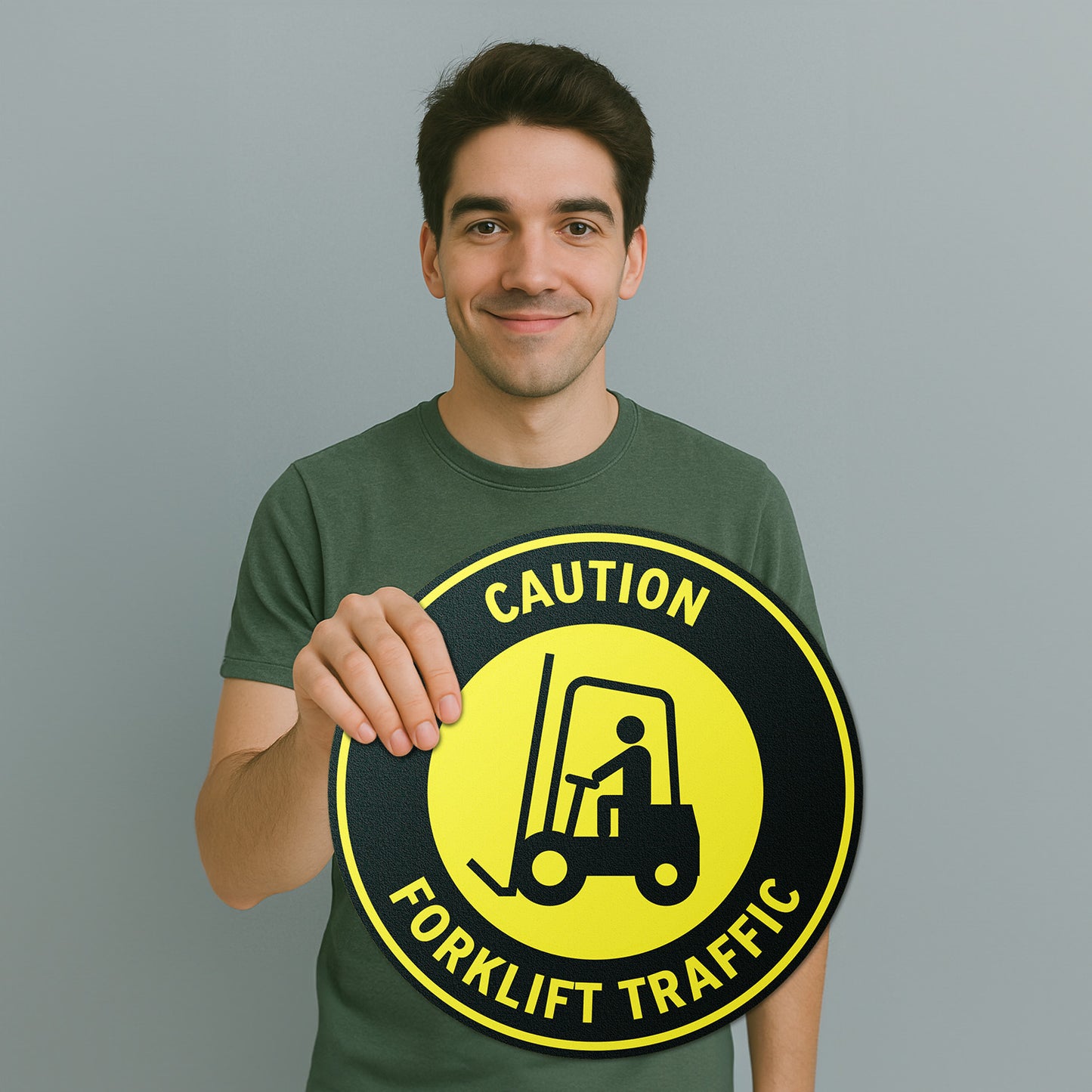 17 x 17in Floor Sticker: Caution Forklift Traffic Sign (2 Pack)