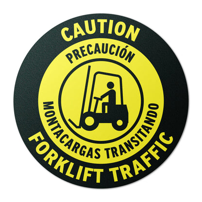 17 x 17in Floor Sticker: Caution Forklift Traffic Sign (Bilingual, 2-Pack)