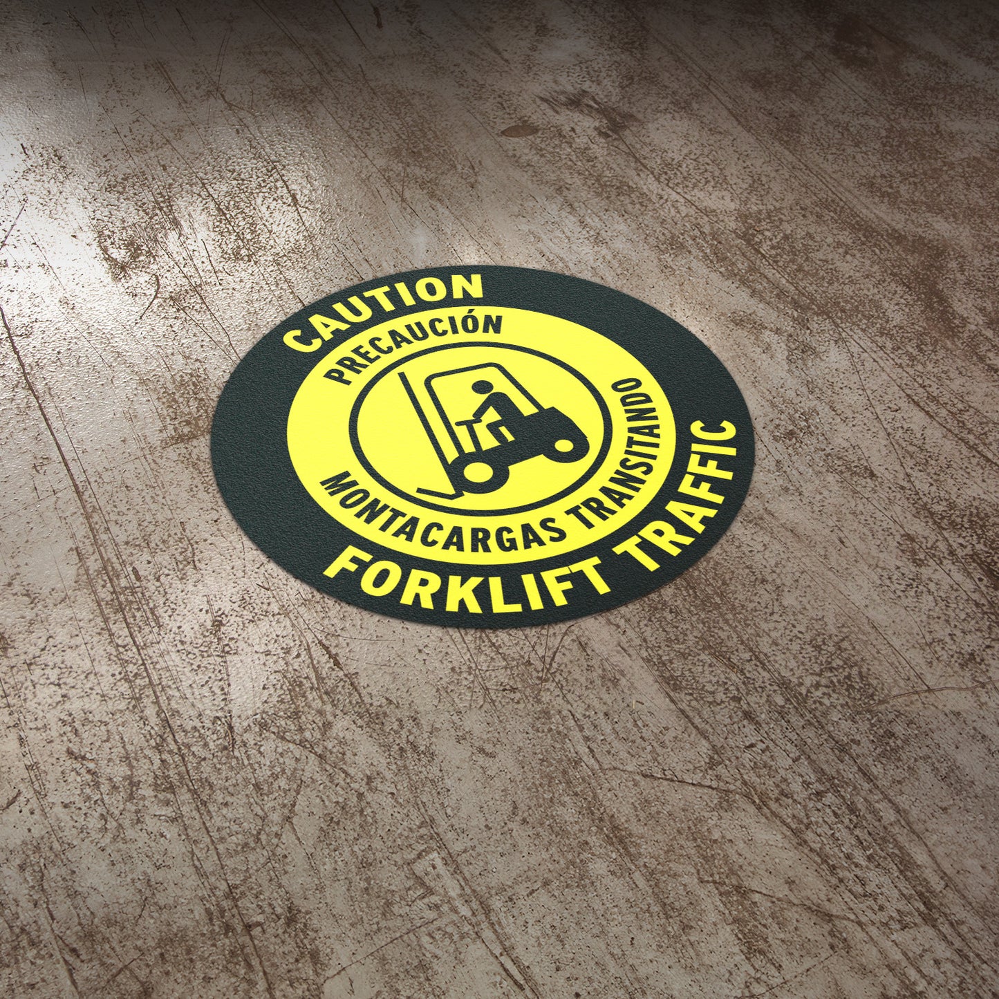 17 x 17in Floor Sticker: Caution Forklift Traffic Sign (Bilingual, 2-Pack)