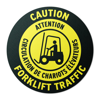 17 x 17in Floor Sticker: Caution Forklift Traffic Sign (Bilingual French, 2-Pack)