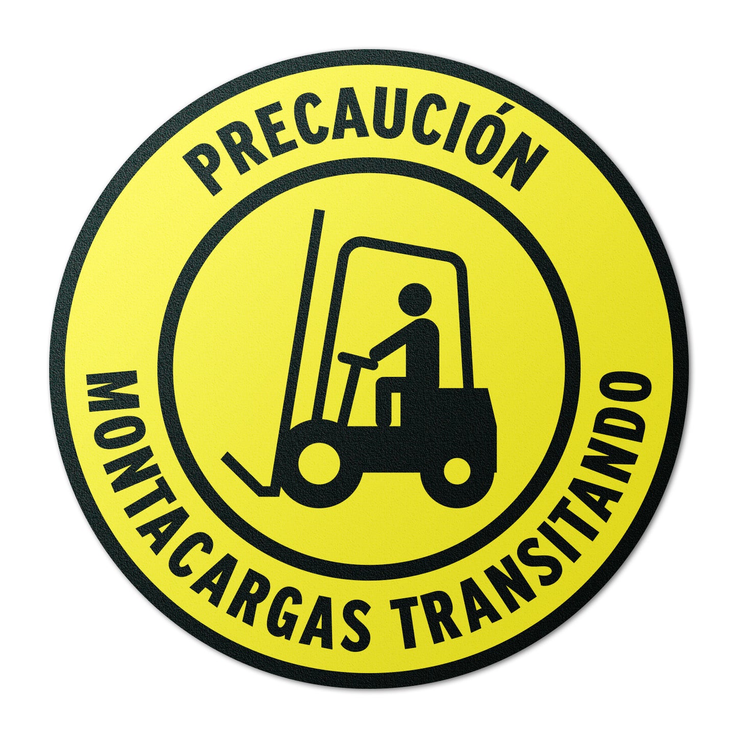 17 x 17in Floor Sticker: Precaucion Montacargas Transitando Forklift Caution (Spanish. 2-Pack)