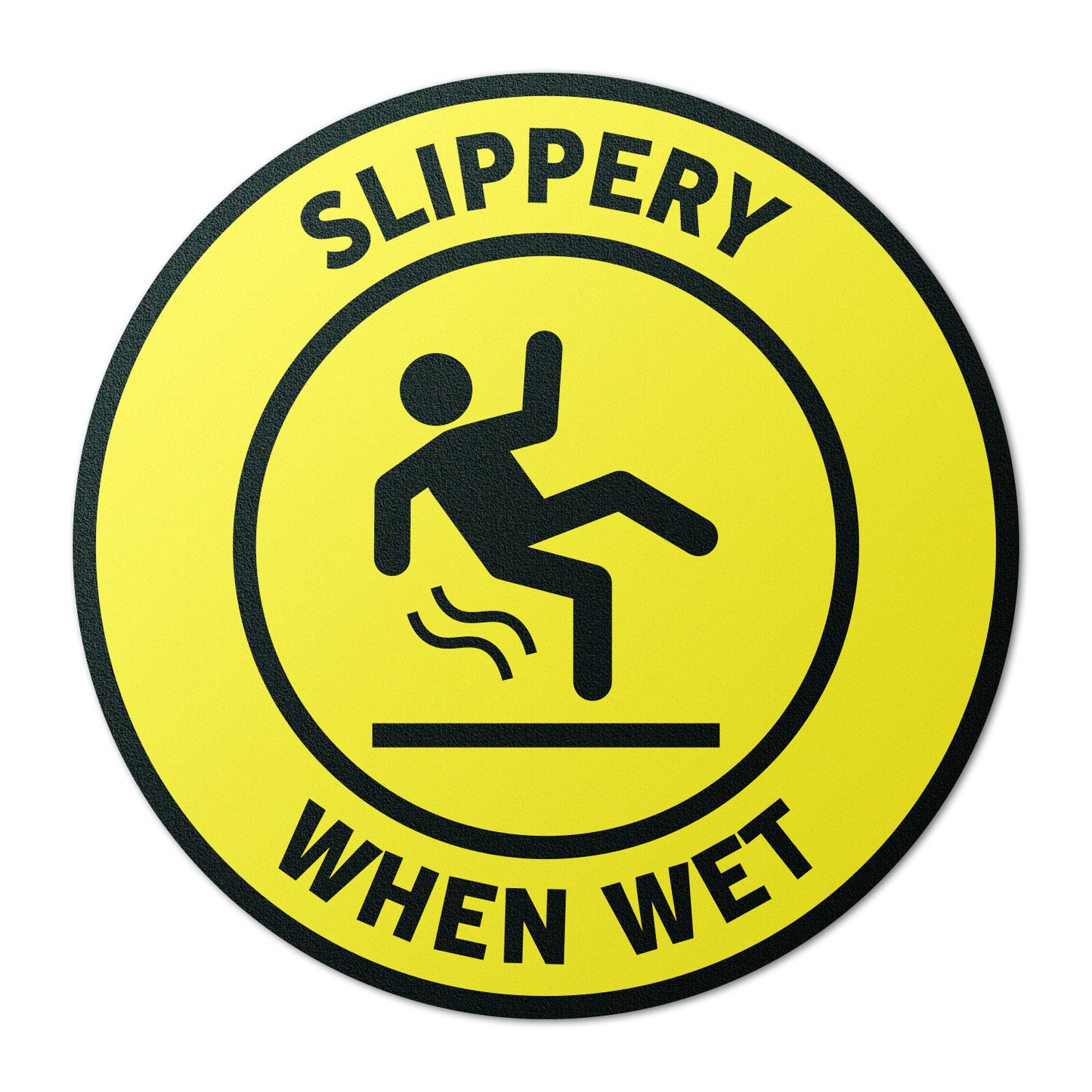17 x 17in Floor Sticker: Slippery When Wet Yellow Caution Sign (2-Pack)