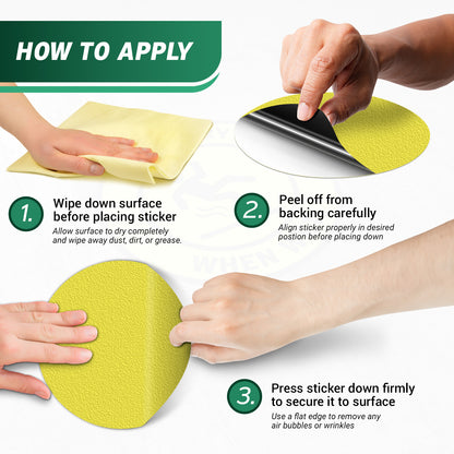 17 x 17in Floor Sticker: Slippery When Wet Yellow Caution Sign (2-Pack)