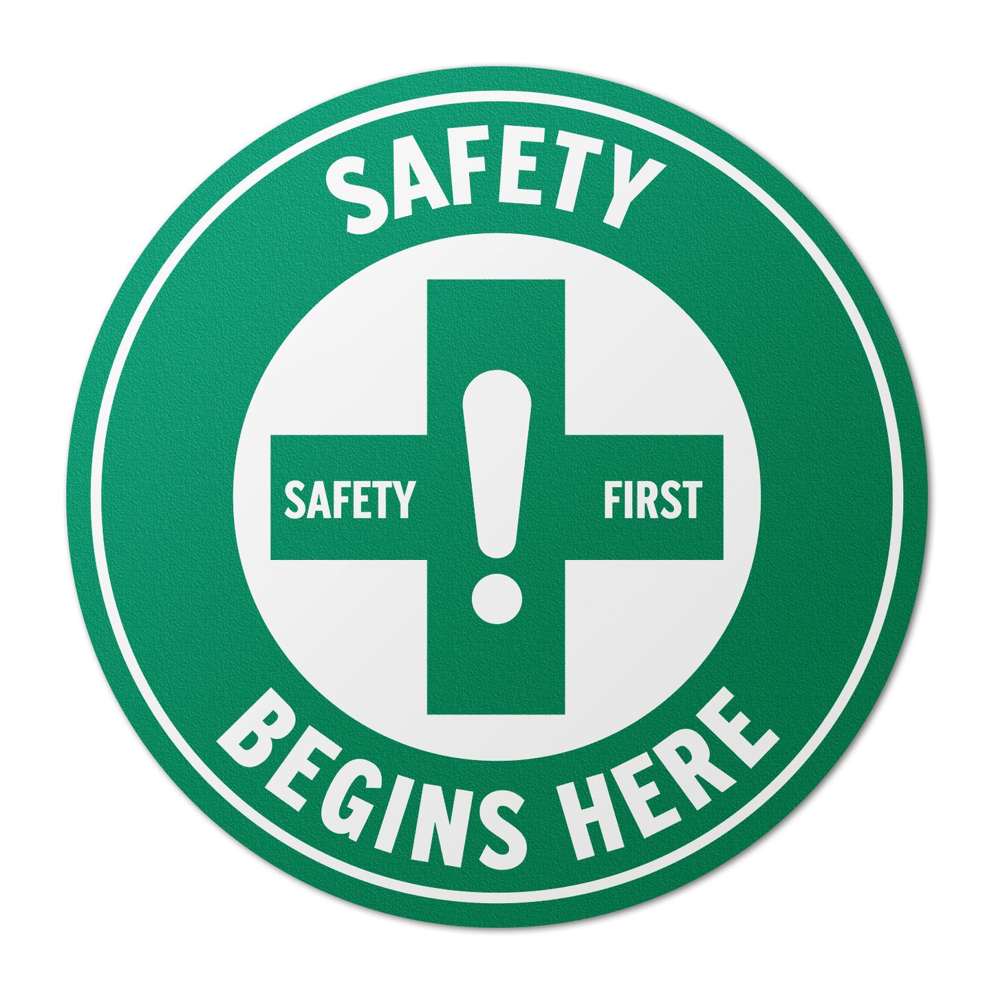 17 x 17in Floor Decals: Safety Begins Here Sign (2-Pack)
