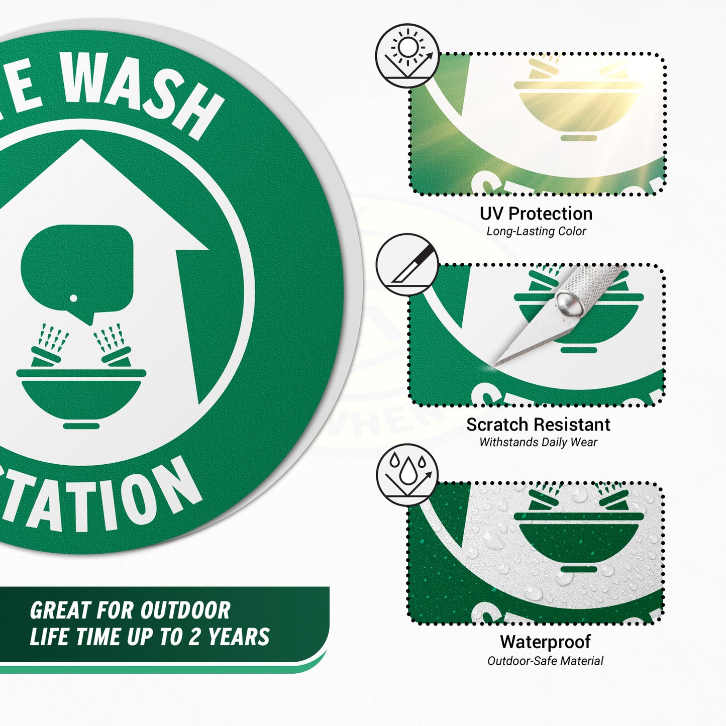 17 x 17in Floor Decals: Eye Wash Station Sign (2-Pack)