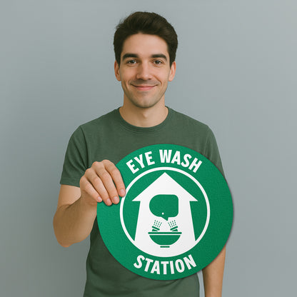 17 x 17in Floor Decals: Eye Wash Station Sign (2-Pack)
