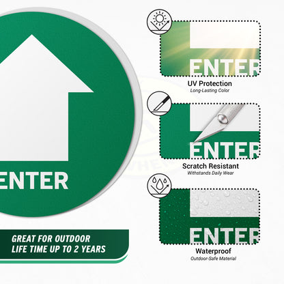 17 x 17in Floor Safety Sticker: Enter Arrow Directional (2-Pack)