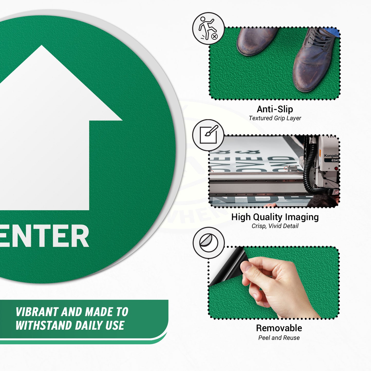 17 x 17in Floor Safety Sticker: Enter Arrow Directional (2-Pack)