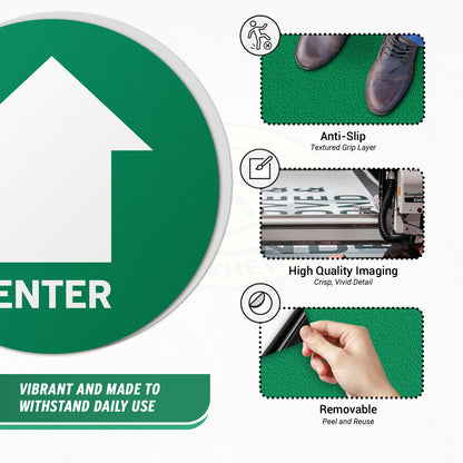 17 x 17in Floor Safety Sticker: Enter Arrow Directional (2-Pack)