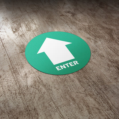 17 x 17in Floor Safety Sticker: Enter Arrow Directional (2-Pack)