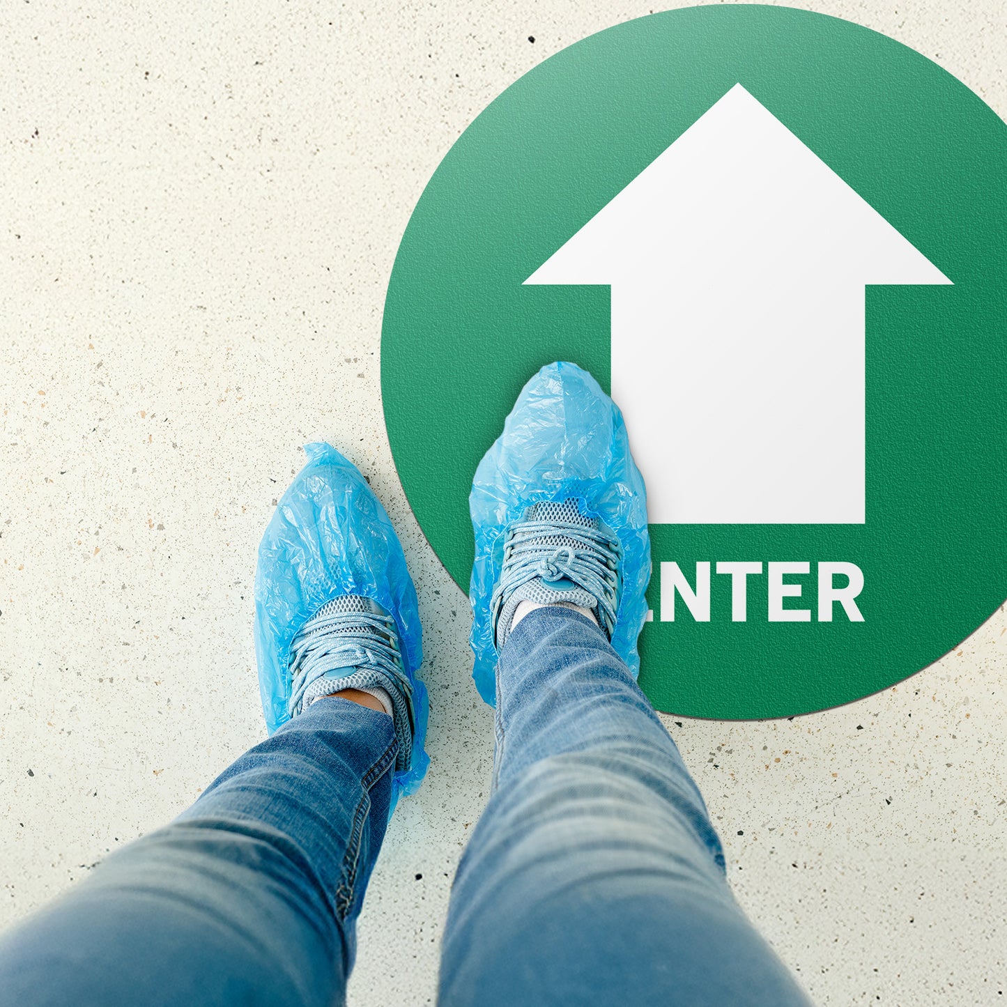 17 x 17in Floor Safety Sticker: Enter Arrow Directional (2-Pack)