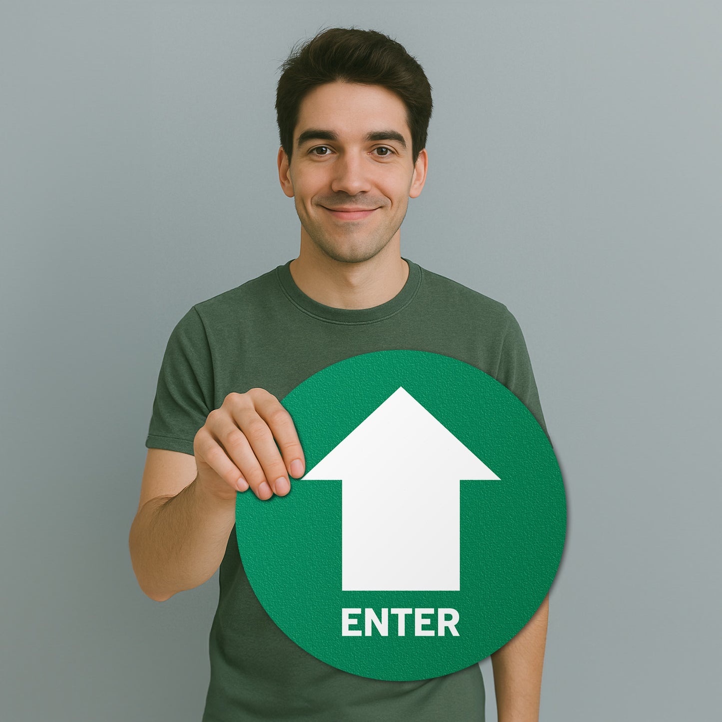 17 x 17in Floor Safety Sticker: Enter Arrow Directional (2-Pack)