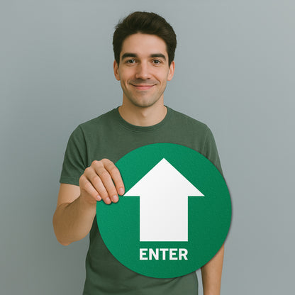 17 x 17in Floor Safety Sticker: Enter Arrow Directional (2-Pack)