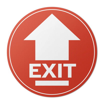 17 x 17in Floor Sticker: Exit Sign with Arrow Red & White (2-Pack)