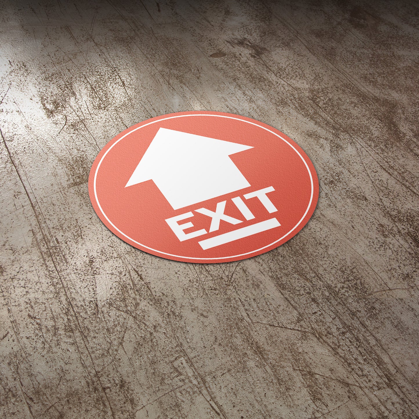 17 x 17in Floor Sticker: Exit Sign with Arrow Red & White (2-Pack)