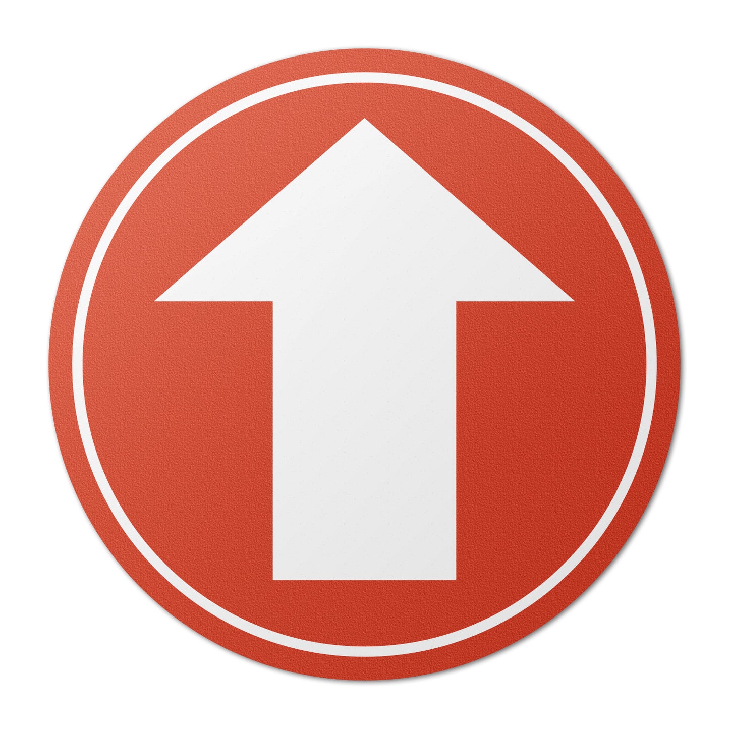 17 x 17in Floor Sticker: Red & White Directional Arrow Sign (2-Pack)