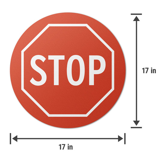 17 x 17in Floor Sticker: Red STOP Sign (2-Pack)