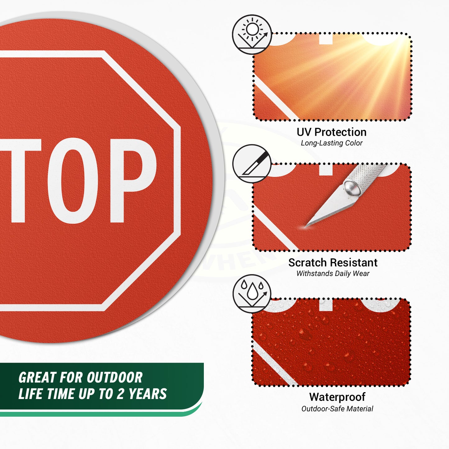 17 x 17in Floor Sticker: Red STOP Sign (2-Pack)